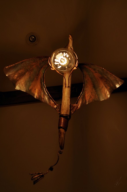 дизайнерский светильник-дракон из меди  своими руками